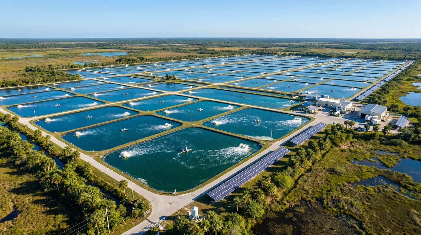 Spirulina cultivation ponds