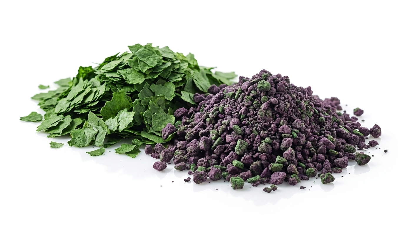 Spirulina flakes and granules